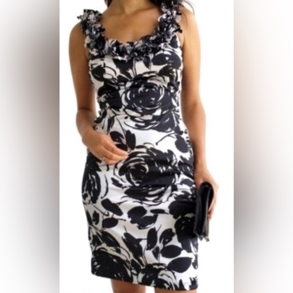 White House Black Market Dresses & Skirts - White House Black Market - NWT Abstract Ruffle Strap Wiggle Cocktail Dress SZ 6